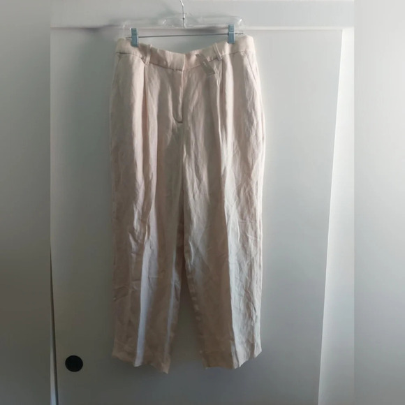 J.Crew Essential Pant linen & Cupro Beige New! Size 14 Beach Office Minimalist - Picture 2 of 5